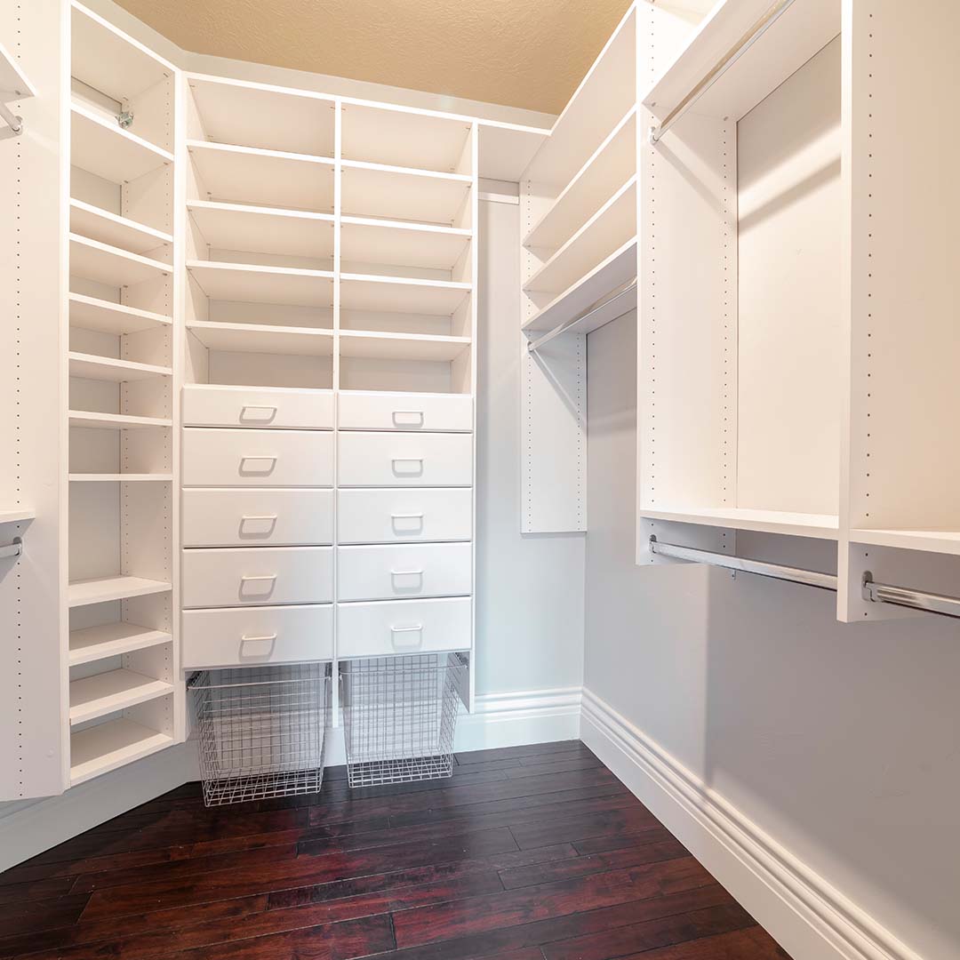 Empty closet with organization