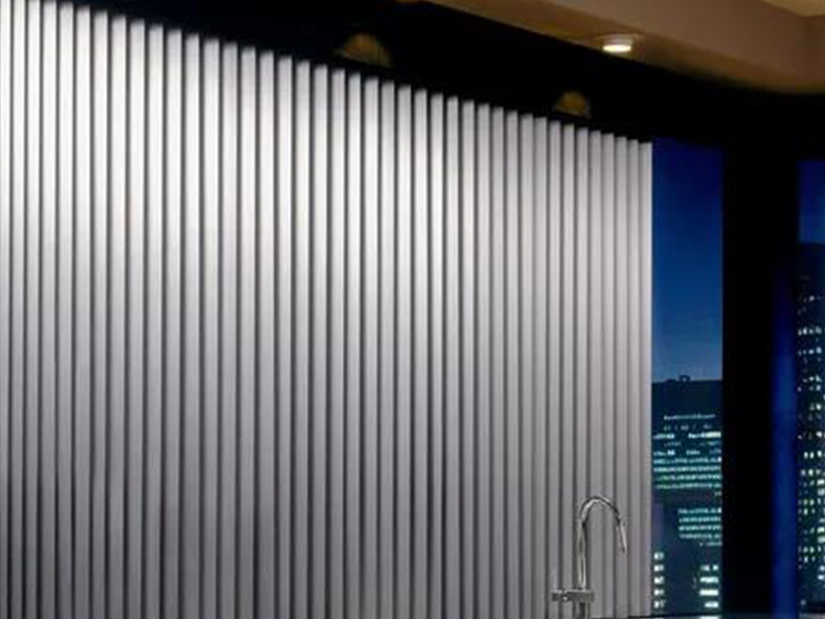 vertical blinds at night